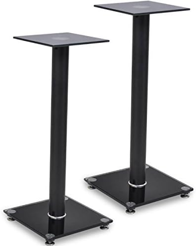 SKB family 2 pcs Glass Speaker Stand (Each with 1 Black Pillar) New Pair Universal Duty Set