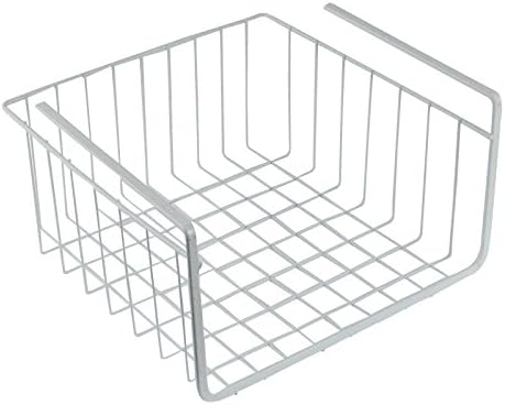 White Wire Under Shelf Storage Organization Basket, 11" Wrap Rack Kitchen Pantry