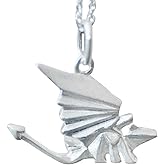 Origami DRAGON Necklace in Sterling Silver with 16" Chain