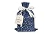 Medium Premium Fabric Gift Bags (Pack of 10) Organza with Lining Satin Ribbon Holiday Christmas - Blue Polka Dot Print – 15