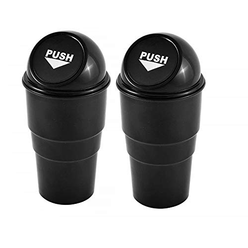 AISIBO Automotive Cup Holder Garbage Can Trash Bin Small Mini Car Trash Garbage Can for Car Office Home (Black-2pcs)