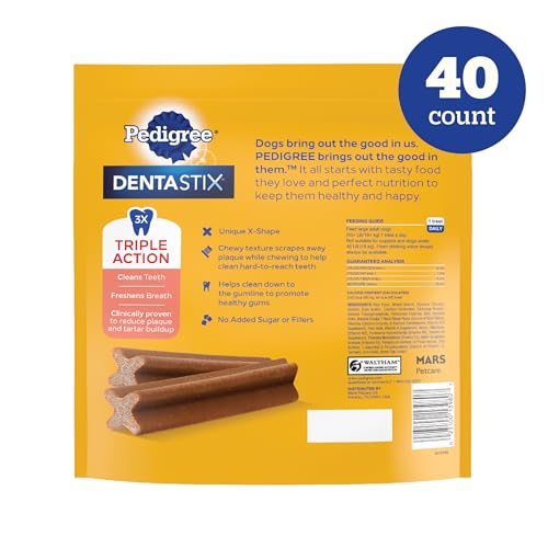 PEDIGREE DENTASTIX LARGE BREED DOG TREATS, BEEF FLAVOR, 2.08 LB. BAG (40 TREATS)
