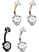 Jstyle 4 Pcs a Set 14G 316L Stainless Steel Belly Button Ring Cubic Zirconia Navel Rings Body Jewelry