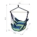 Finehter Hanging Rope Hammock with Pillow Set|Hanging Chair Swing seat for Indoor Outdoor Use|265 lbs Weight Capacity,Blue & Green Stripe,No Fade