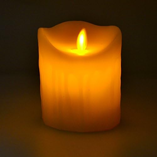 Surface Paraffin Battery Operated Flickering Flameless LED Votive 3D Dancing Flame Candles For Wedding Dancing Birthday Party Halloween (Height 8.5CM/3.35Inch,Warm White)