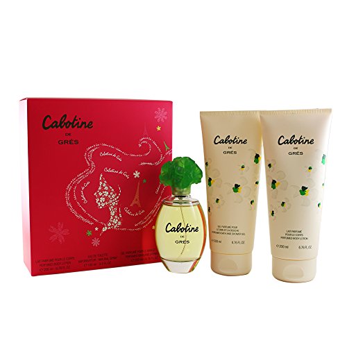 Cabotine De Gres By Parfums Gres For Women. Gift Set ( Eau De Toilette Spray 3.4 Oz + Perfumed Body Lotion 6.76 Oz + Bath & Shower Gel 6.76 Oz ). Cabotine De Gres By Parfums Gres For Women. Gift Set ( Eau De Toilette Spray 3.4 Oz + Perfumed Body Lotion 6.76 Oz + Bath & Shower Gel 6.76 Oz ).