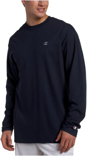 Champion Men's Long Sleeve T-Shirt, Navy, Large