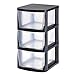 Muscle Rack PDT3 3 Drawer Tower, Black Frame with Clear Drawers