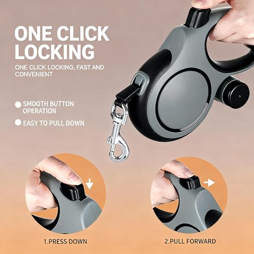 Angel Living Retractable Dog Leash 8 m with Lock Button and Poop Bag - 360° Anti-Twist - Very Strong (up to 50 kg)
