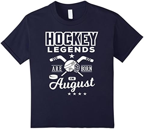 Kids Hockey Legends Are Born In August Birthday Gift T-shirt 10 Navy
