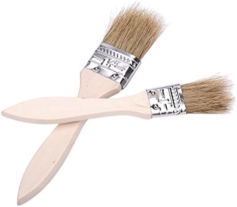 XLW 2pcs Barbecue Brushes Basting Brush Set Pig Hair Seasoning Oil Baking Brush with Wooden Handle for Kitchen Grilling Camping