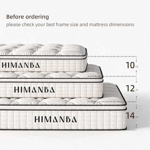 Himanba Full Mattress 12 Inch Memory Foam Hybrid Mattress in a Box, Individual Pocketed Spring for Motion Isolation & Pressure Relief, Breathable Cooling Fabric, Medium Firm, Edge Support, CertiPUR-US