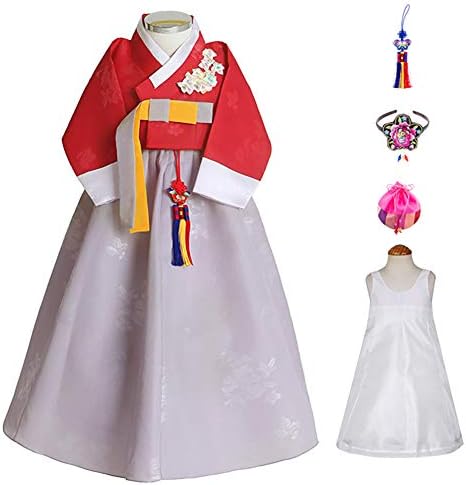 Skyroad Korean Traditional Hanbok Set Baby Through Girl (Made in Korea) (6 Items Total) (Dol Bok from Age 1 to 15)