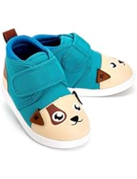 ikiki Dog Squeaky Shoes for Toddlers w/Adjustable Squeaker, Teal Girl or Boy Shoes (Size 6, Mr Barkles)