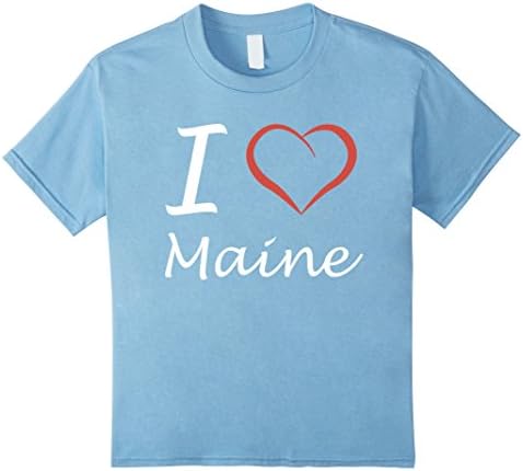 Kids I love Maine ME USA america t shirt tee 8 Baby Blue