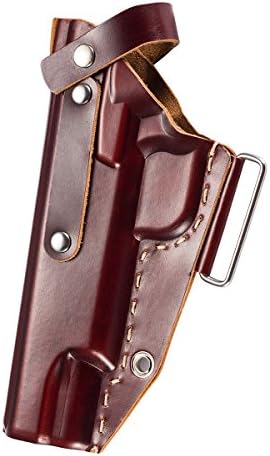 NUOYOU Leather 1911 Holster, Genuine Leather Handgun 1911 Holster, Ultimate Leather Handmade Waistband Belt Holster Fits Colt, Kimber, Para, Springfield (Red-Brown/Right Handed)