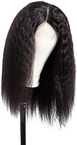 HUAZHIZI 13X4 Lace Front Human Hair Wigs Preplucked Hairline Yaki Straight Wigs Brazilian Remy Hair