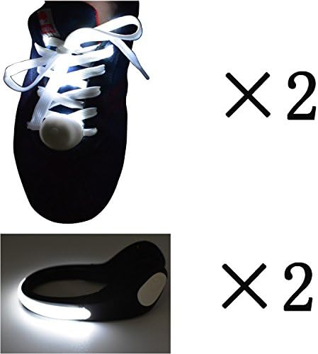ANERSUS LED Shoes Clip Lights & LED Nylon Shoelaces 2 in 1 Kit, Make You Being Seen and Charming at Night for Night Safety Walking Running Hiking Spinning Cycling Party Hip-hop Dancing, White