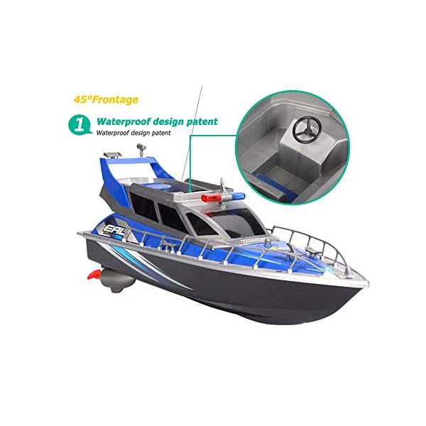 NANE Rc Polizeiboot Ferngesteuertes Boot Polizeischiff Rennboot Küstenwache,Blau – Bild 4