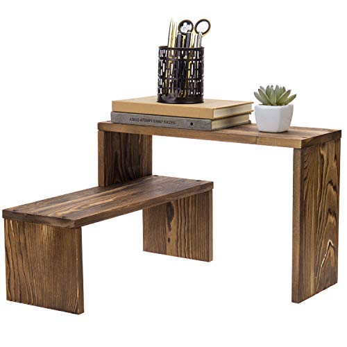 MyGift Rustic Burnt Solid Wood Kitchen Corner Shelf, Countertop Storage