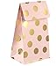 BLUE PANDA Goodie Bags Rose Gold Polka Dot Pink Paper - 24 Pack, Pink & Gold, 5.5 x 8.6 x 3 In - Paper Gift Bags with Flap Closure & Polka Dot Design for Birthday & Baby Shower Favors