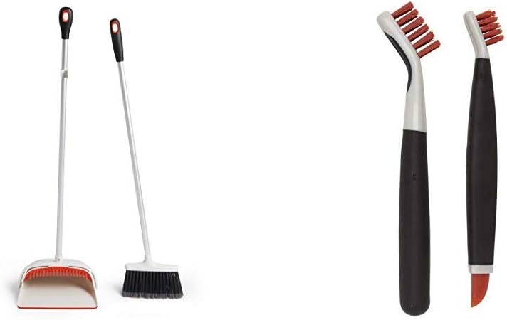 OXO Good Grips Upright Sweep Set - White & Good Grips Deep Clean Brush Set
