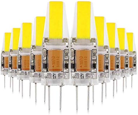 ONLT 10X G4 3W COB LED Light Bulbs, AC/DC12-24V 6000K 300LM LED Bi-pin Lamp,25W Halogen Lamps Replacement, Non-dimmable, 360 Degree Beam Angle, Crystal Spotlight Bulb, (Cool White)