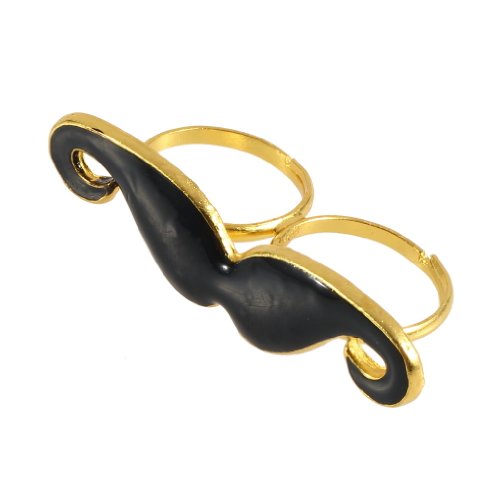 Two finger mustache bead ring retro style adjustable si…