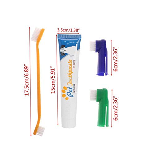Dog Dental Care Tartar Control Kit for Dogs - Toothpaste, Toothbrush & Fingerbrush - Pet Cat Toothbrush Puppy Dog Finger Toothbrush - Reduces Plaque and Tartar Buildup - 4 Piece Kit (Beef Flavor)