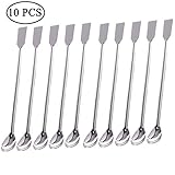 Sunnyglade 10PCS 2 in 1 Stainless Steel Lab Spoon Spatula/Laboratory Sampling Spoon Mixing Spatula