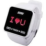 SKMEI Waterproof Touch Screen Boys Girls Sport LED Digital Wrist Watch (White)