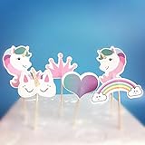 NOMSOCR Rainbow Unicorn Cupcake Cake Toppers Picks