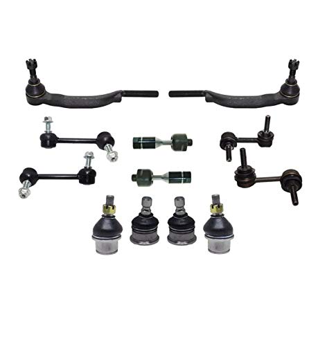 PartsW 12 Pc Suspension Kit for Chevrolet Trailblazer GMC Envoy Isuzu Ascender Oldsmobile Bravada Inner & Outer Tie Rod Ends Upper & Lower Ball Joints Front & Rear Sway Bar End Links