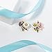 Szxc Women's Daisy Flower Leaves Mushroom Hypoallergenic Stud Earrings - Enamel & Crystals - 4/5 Inch - Ultra Light - White Asymmetric
