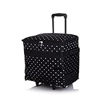 Collapsible Picnic Rolling Trolley Cooler (Black/White Polka Dots)