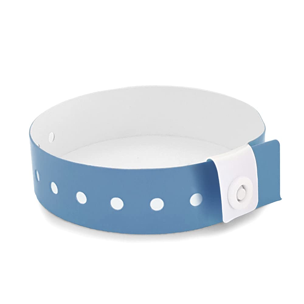 SRF Blue Adjustable Vinyl Bracelet - Pack of 100, 25 x 1.8 cm, Safety Plastic Clasps, Ideal for Events