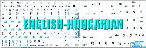 MAC ENGLISH HUNGARIAN KEYBOARD STICKERS ON WHITE BACKGROUND FOR DESKTOP, LAPTOP AND NOTEBOOK