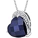 Tilted Heart Shape 4.50 carats Sterling Silver Rhodium Finish Created Blue Sapphire Pendant