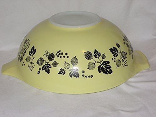 Vintage 1950's Large 4 Quart Yellow w/ Black Gooseberry Pyrex Mixing Batter Nesting Cinderella Bowl #444 
