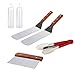 COM4SPORT 6 Piece Professional Grade Stainless Steel BBQ Grill and Griddle Spatulas Tool Kit Great for Grill Griddle Flat (2 Spatulas, 1 Chopper Scrapper, 1 Kitchen Tongs, 2 Condiment Bottles)