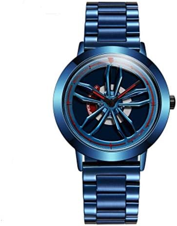 Amazon Un Bel Tocco メンズ腕時計 男性用 腕時計ぐるぐる時計 ホイールデザイン スポーツタイプ グルグル ステンレスベルト 保証書付 Puギフトボックス付 4カラー ブルー メンズ腕時計 腕時計 通販