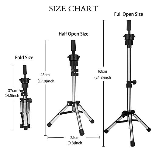 WAM Direct Mini Mannequin Head Holder Tripod Stand,Adjustable Training Doll Head Stand Mannequin Manikin Head Tripod Wig Stand