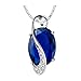 J.MOSUYA Music CZ Jewelry Set for Women, 18k White Gold Plated Necklace Earring Set Blue