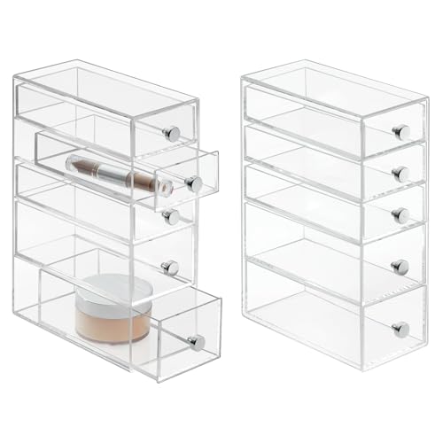 iDesign Stackable Makeup Organizer for Bathroom Countertop or Vanity-Set of 2-C…
