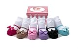 Baby Emporio-6 Pr Baby Girl Socks that look like Shoes-0-9 mos-Anti-slip Soles-Keepsake Box (Festive Mary Janes)