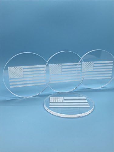 Spero Goods State Drink Coasters - Handcrafted Made in USA (clear Acrylic 4 per set - state set options; American Flag, California, Colorado, Massachusetts, or Texas) (American, 4)