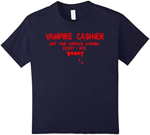 Kids Vampire Cashier Funny Halloween Occupation Jobs Tshirt Tee 12 Navy
