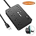 USB C Surge Protector Power Strip with 10 Outlets & 4 USB Charging Port, 6 Ft Extension Cord, Flat Plug, (1875W/15A/1700J), Wall Mount for Home Office, ETL Listed, Black