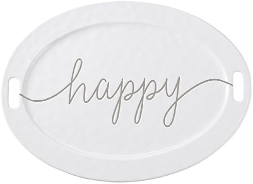 Large Happy Ceramic Serving Platter, 15" x 20".