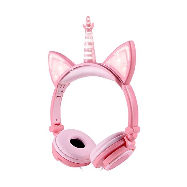 Unicorn-Kids-Headphones-Glowing-Cat-Ear-Headphones-with-85db-Volume-Limit-Foldable-Headphones-for-Kids-Girls esonstyle Unicorn Kids Headphones, Glowing Cat Ear Headphones with 85db Volume Limit, Foldable Headphones for Kids Girls